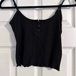 NEW! AE Black Cropped Henley Cami